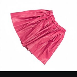 New York & Company Vibrant Faux Leather Pink Skater Skirt size M